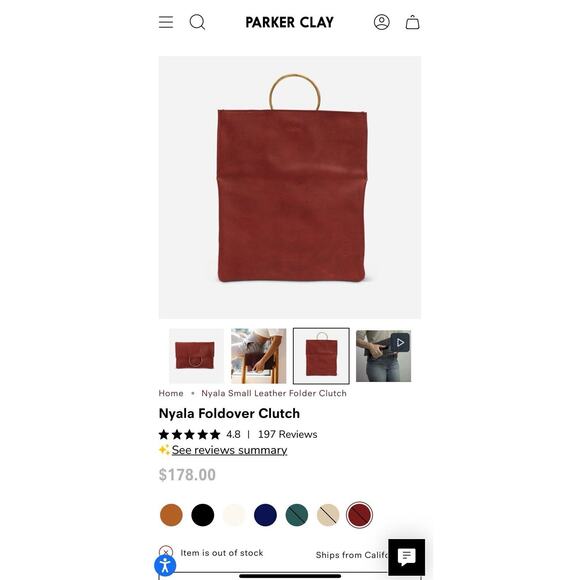 Parker Clay Nyala Fold-over Clutch Brick Ethiopian Leather Brass Sold Out $178 - Picture 7 of 15